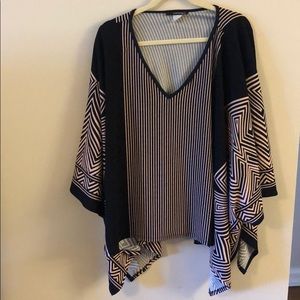 Pink and navy blue poncho